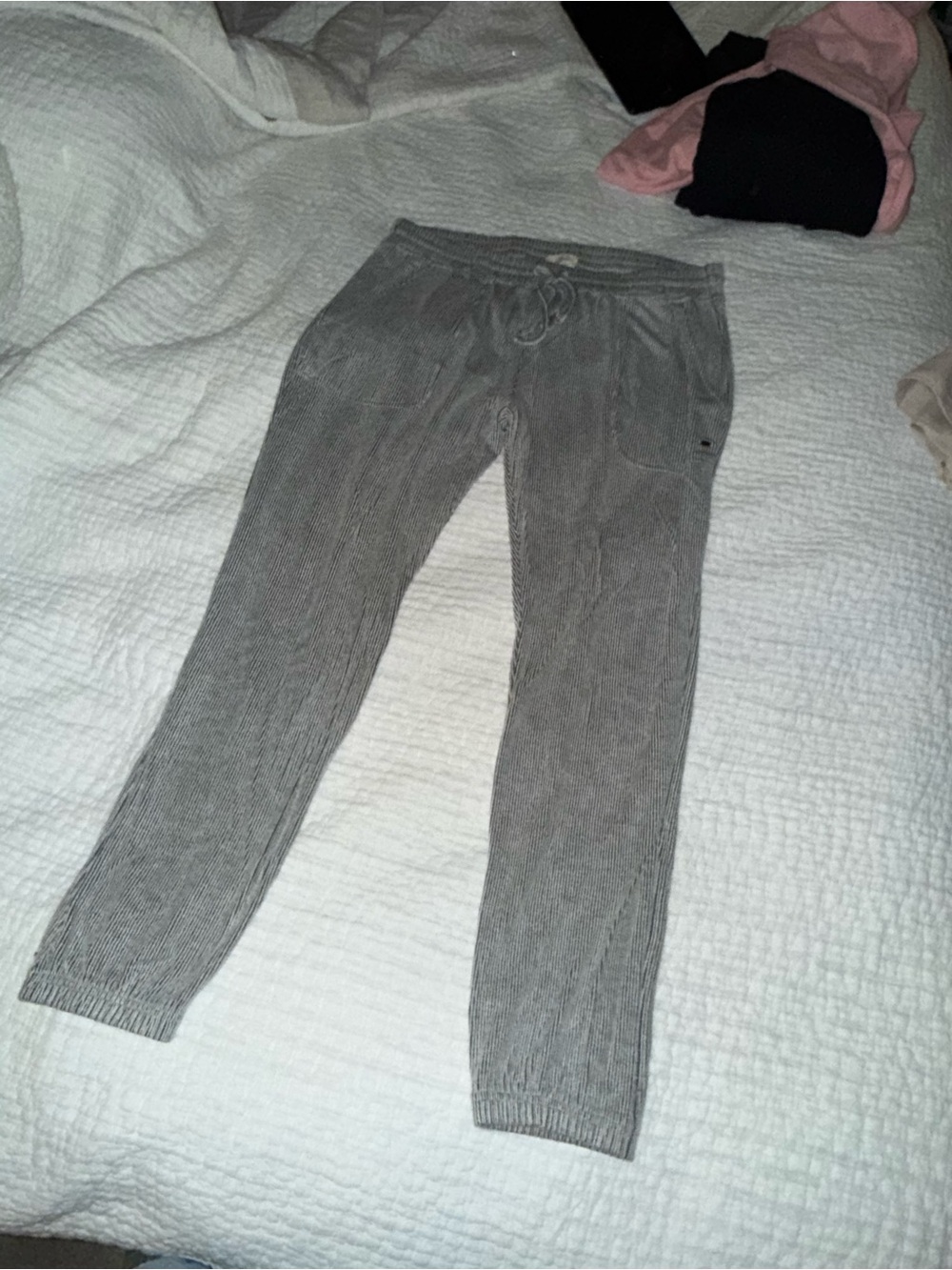 Womens Grey Drawstring Jogger Pants